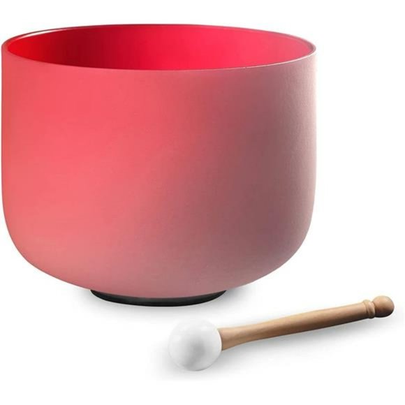 Red 8 Inch Crystal Singing Bowl C Note Root Chakra with O-ring and Mallet - Picture 1 of 6